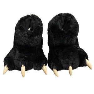 Lazy One Black Plush Bear Claw Adult Slippers size Large